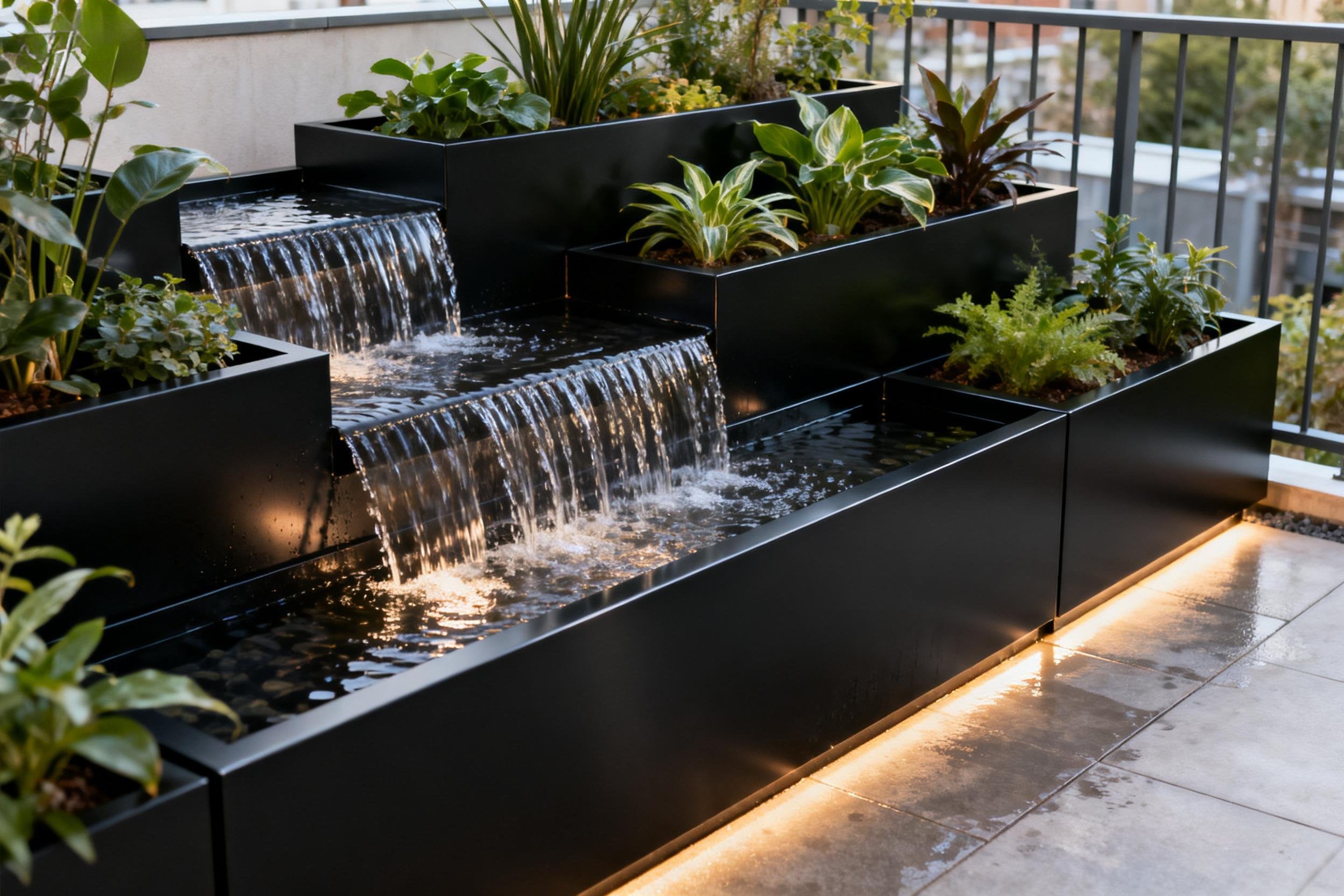 Modern Geometric Metal Waterfall Planter