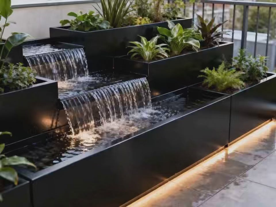 Modern Geometric Metal Waterfall Planter