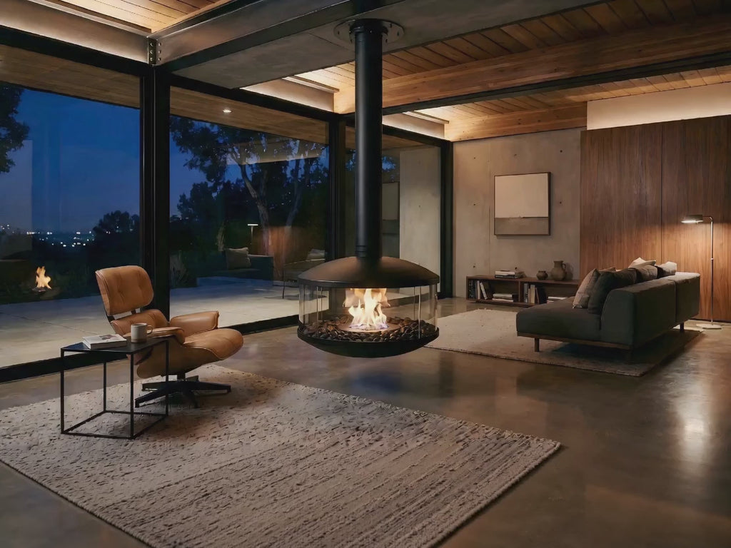The Zenith Suspended Fireplace | Modern Architectural Centerpiece